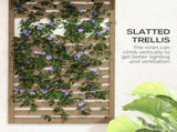Wall Mounted Plant Stands Set of 2, Fir Wood Flower Stand with Shelves and Slatted Trellis for T3398P322088