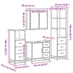 ZNTS 4 Piece Bathroom Furniture Set Grey Sonoma Engineered Wood 3301258