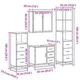 4 Piece Bathroom Furniture Set Smoked Oak Engineered Wood 3301257