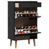 Shoe Cabinet MOLDE 59.5 x 35 x 103 cm Solid Pine Wood Black 42020941
