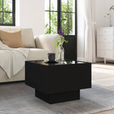 ZNTS Side Table with LED Black 40x40x30 cm Engineered Wood 847498