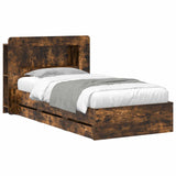 Bed Frame with Storage Smoked Oak 75 x 190 cm Engineered Wood 3433994