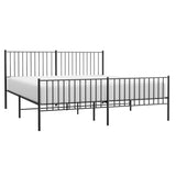 ZNTS Metal Bed Frame without Mattress with Footboard Black 180x200cm 350886