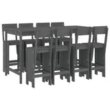 9 Piece Garden Bar Set Grey Solid Wood Pine 3157819