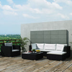 ZNTS 6 Piece Garden Lounge Set with Cushions Poly Rattan Black 42743