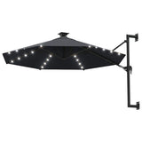 Wall-mounted Garden Parasol with LEDs 300 cm Anthracite 312524