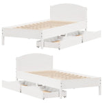 ZNTS Bed Frame without Mattress White 90x190 cm Single Solid Wood Pine 3301849