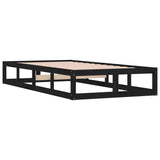 Bed Frame without Mattress Black 75x190 cm Small Single Solid Wood 820825