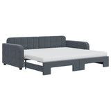 Daybed with Trundle and Mattresses Dark Grey 90x190 cm Velvet 3197022