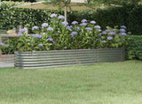 Garden Raised Bed Galvanised Steel 224x40x36 cm Silver 318877