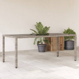 Garden Table Grey PE rattan, powder-coated steel, tempered glass 365594