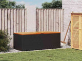 Garden Storage Box Black 110x50x54 cm Poly Rattan Acacia Wood 365955
