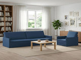 Sofa Set 2 pcs Blue Fabric 3433184