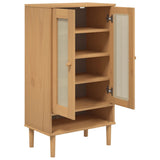 Shoe Cabinet SENJA Rattan Look Brown 59.5x35x107 cm Solid Wood 358049