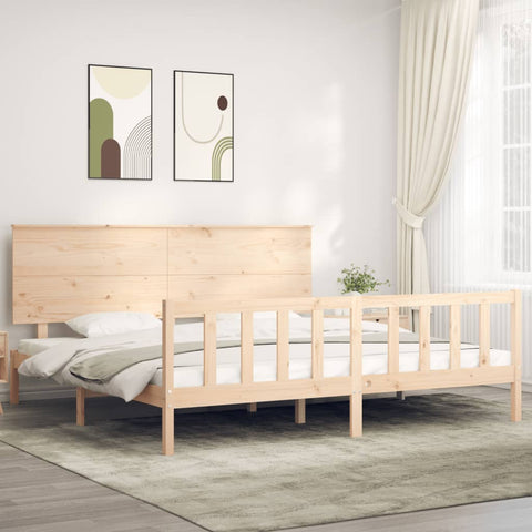 ZNTS Bed Frame without Mattress 200x200 cm Solid Wood Pine 3193421
