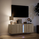 TV Wall Cabinet with LED Lights Sonoma Oak 100x31x35 cm 852266