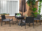 Five-Piece Garden Dining Set, with Rattan Seat Chairs and Cushions - Black T3398P317610