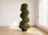 Decorative Artificial Plants Set of 2, UV Resistant Fake Plants in Pot for Indoor Outdoor Decor, T3398P554165