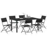 Garden Dining Set Folding 7 pcs Black Powder-Coated Steel 3379377