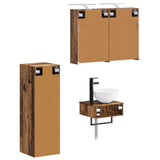 Bathroom Cabinet Set 4 pcs Old Wood Engineered Wood 3407373