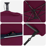 Umbrella with LED Strip Lights Bordeaux Red 294 x 200 x 270 cm 42003397