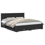 Bed Frame Black and Silver 200 x 200 cm Engineered Wood 3408223