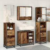 Bathroom Furniture Set with Door 4 pcs Old Wood Engineered Wood 3402542