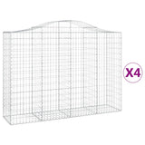 Arched Gabion Baskets 4 pcs 200x50x140/160 cm Galvanised Iron 3145684