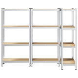 4-Layer Storage Shelves 3 pcs Silver Steel&Engineered Wood 3307578