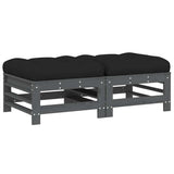 Garden Footstools with Cushions 2pcs Grey Solid Wood Pine 825697