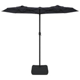 Double-Head Garden Parasol with LEDs Black 316x145 cm 362975