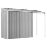 Garden Shed with Extended Roof Light Grey 277x107x181 cm Steel 364525