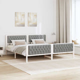 Bed Frame Light Grey 200 x 200 cm Solid Pine Wood 3394272