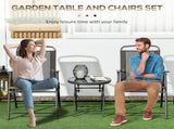 Three-Piece Garden Seat Set, with Glass-Top Table - Brown T3398P322118