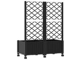 Garden Planter with Trellis&Wheels Black 80 x 40 x 146 cm PP 3422970