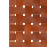 Folding Chair Crossed-Stripe Brown Real Leather 246365
