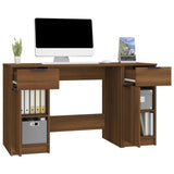 Desk with Side Cabinet Brown Oak Engineered Wood 3115915