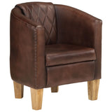 Tub Chair Dark Brown Real Leather 359640