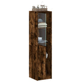 Highboard with Glass Door Smoked Oak 35x37x142 cm 836445
