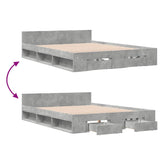 Bed Frame with Drawers without Mattress Concrete Grey 135x190 cm Double 3280772