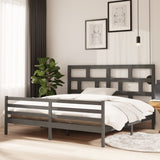3101305 Bed Frame without Mattress Grey Solid Wood 200x200 cm