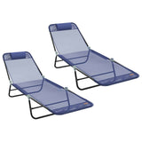 Folding Sun Lounger Folding 2 pcs Navy Blue 182 x 55 x 85.5 cm 42003159
