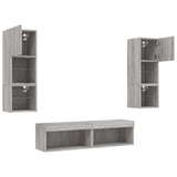 6 Piece TV Wall Units with LED Grey Sonoma Engineered Wood 3216620
