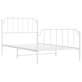 Metal Bed Frame without Mattress with Footboard White 107x203cm 373950