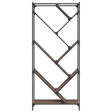 Bookcase Brown Oak 79x30x180 cm Engineered Wood and Metal 845435