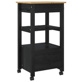 Kitchen Trolley MONZA Black 48 x 40 x 88.5 cm Solid Pine Wood 42027032