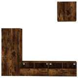 4 Piece TV Wall Units Smoked Oak Engineered Wood 3216504