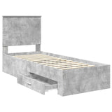 Bed Frame Concrete Grey and Silver 70 x 190 cm Engineered Wood 3411371