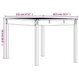 Garden Table White 121x82.5x76 cm Solid Wood Pine 823970