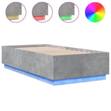 Bed Frame with LED without Mattress Concrete Grey 75x190 cm Small Single 3209670